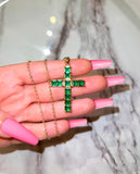 Square Cross (Green/Rolo Chain)