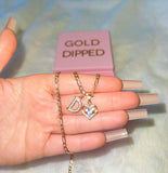 Diamond Heart With Initial (Figaro Chain)