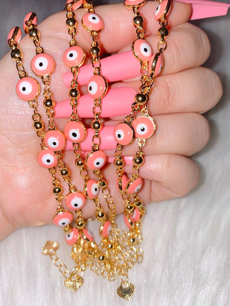 Leyla Eye Bracelet/Anklet (Pink)