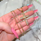 Square Cross (Clear/Figaro Chain)