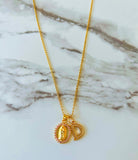 Pink Diamond Mary Necklace With Initial (Rolo Chain)