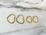 Flat Heart Hoops In 2 Sizes