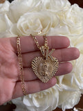 Mother Mary Heart And Initial Necklace