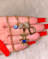 Bling Birthstone And Initial Kids With 2 Tone Blue Eyes