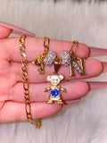 Bling Birthstone And Initial Kids Teddy Combo (1 Or 2 Kids)