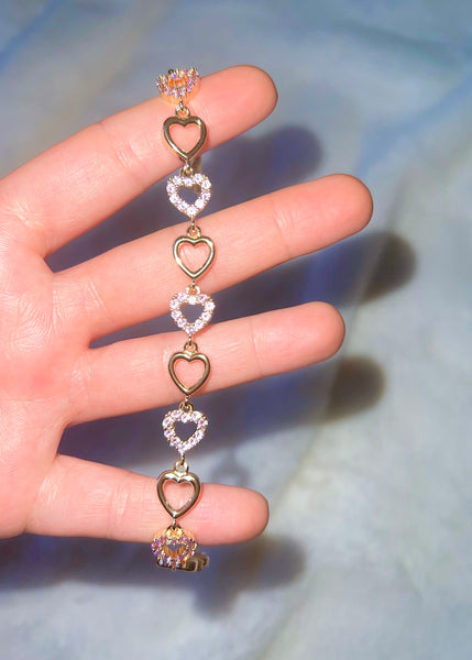 Pink Bling Heart Bracelet