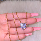 Solitaire Heart Necklace (Gold)