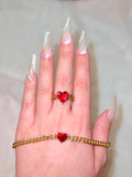 Cuban Heart Ring (Red)