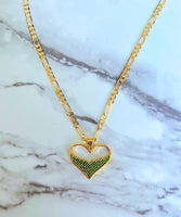 Emerald Heart (Figaro Chain)