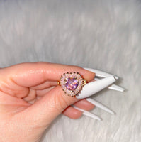 Pink Baguette Heart Ring