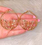 Bling Butterfly Hoops