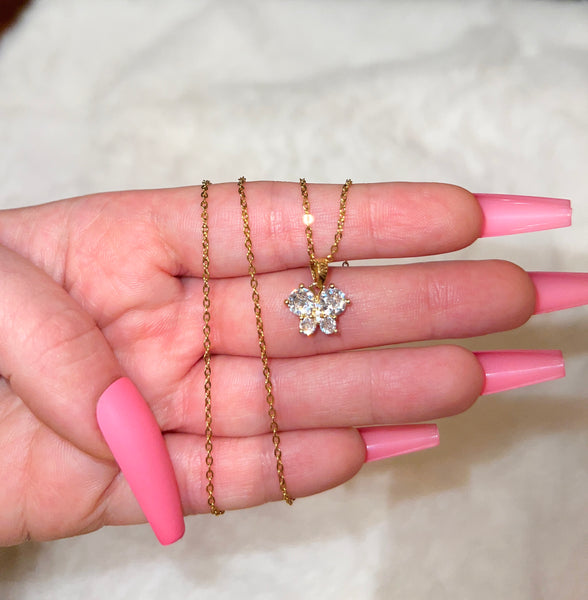 Dainty Iced Out Butterfly Necklace