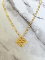 Heart & Arrow Mama Necklace (Figaro Chain)