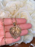 Mother Mary Heart And Initial Necklace