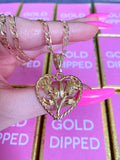 Double Rose Heart Necklace