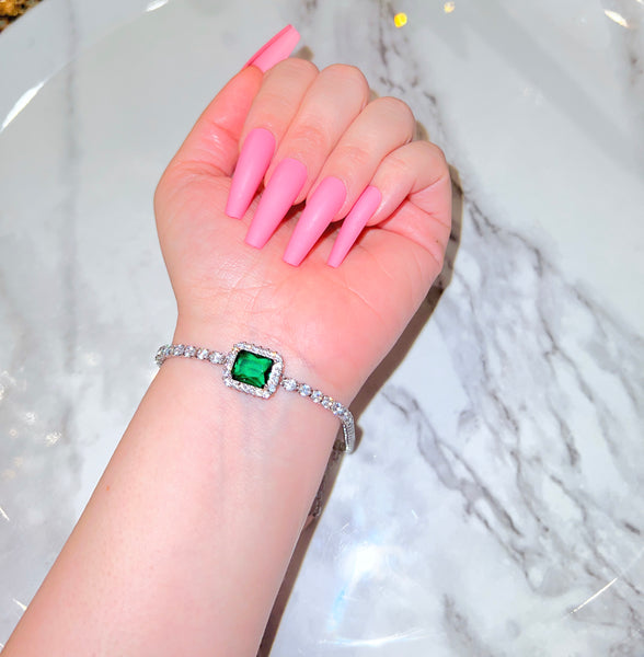 Halo Emerald Tennis Bracelet