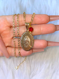 Oval Mother Mary With Birthstone