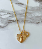 Frosted Mary Heart With Initial (Rolo Chain)