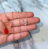 Bezel Set Solitaire Necklace (Rose Gold)