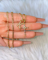 Kendall Cross & Initial (Figaro Chain)