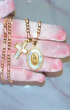 Mother Of Pearl Mother Mary & Cross Combo