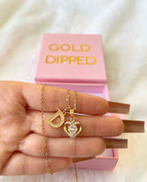 Diamond Heart With Initial (Rolo Chain)