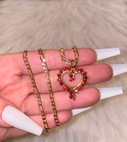 Red Open Heart Necklace With 2 Chain Choices