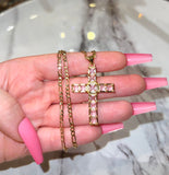 Square Cross (Pink/Figaro Chain)