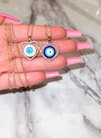 Halo Heart Eye Necklace (Rolo Chain)