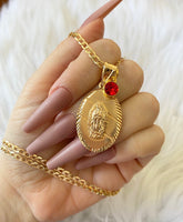 Oval Mother Mary With Birthstone