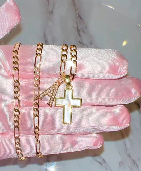 Mother Of Pearl Cross With Initial