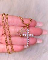 Diamond Inspired Cross With Initial