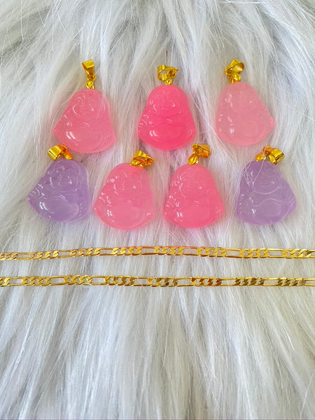 Authentic Pink Or Purple Jade Buddha Necklace