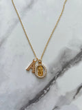 Diamond Mary & Initial (Rolo Chain)