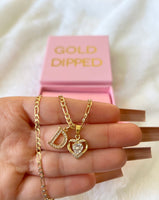 Diamond Heart With Initial (Figaro Chain)