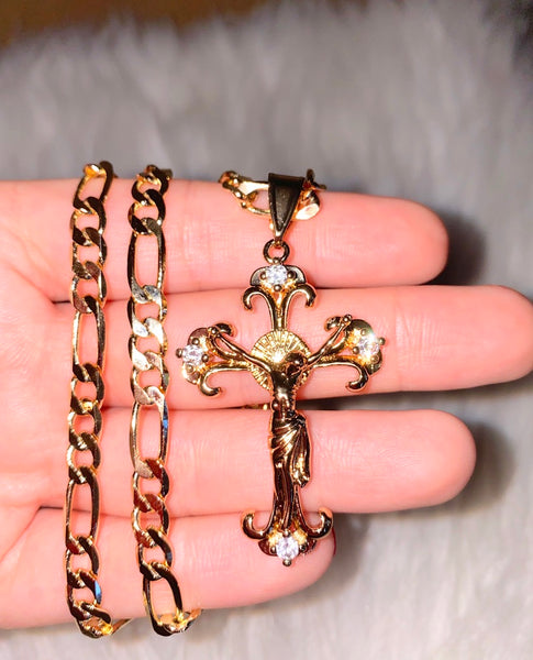 Large Icy Crucifix (Extra Thick Chain)