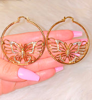 Bling Butterfly Hoops