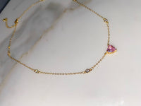 Heart Station Necklace (Pink)