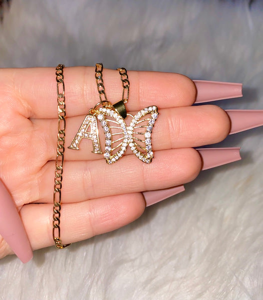 Iced Out Butterfly & Letter