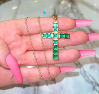 Square Cross (Green/Rolo Chain)