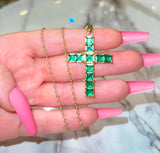 Square Cross (Green/Rolo Chain)