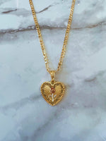 Tricolor Rose Heart Necklace