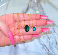 Dainty Oval Emerald Necklace