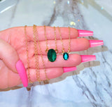Dainty Oval Emerald Necklace