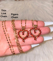 Red Open Heart Necklace With 2 Chain Choices