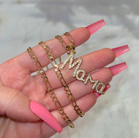 Diamante Mama Necklace (Figaro Chain)