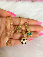 Soccer Ball, Initial, And Birthstone Necklace