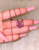 Solitaire Heart Necklace (Pink)