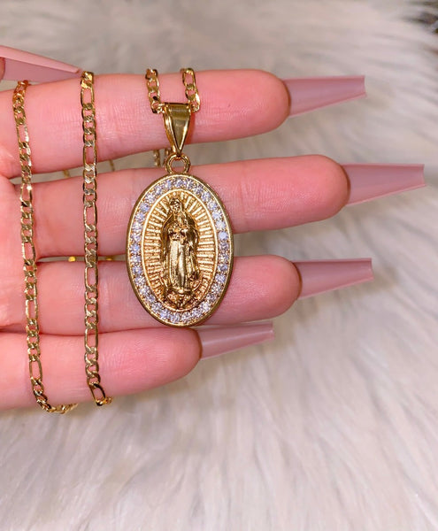 Oval Bling Mother Mary