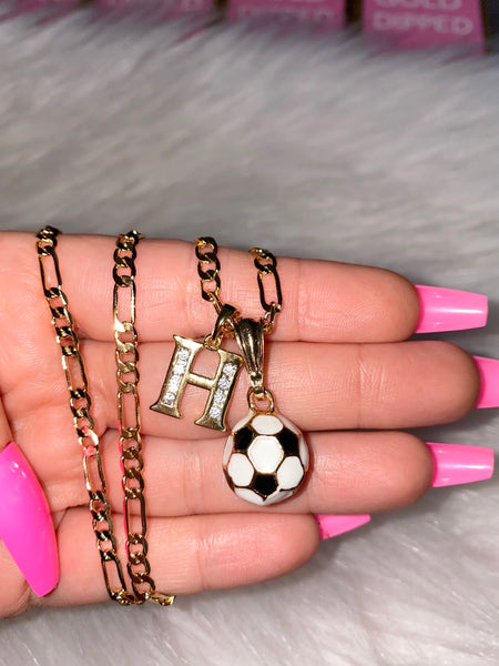 Soccer Ball And Initial Necklace